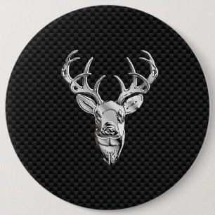 Silver Buck on Carbon Fibre Decor Button