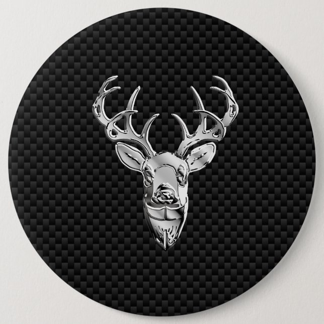 Silver Buck on Carbon Fibre Decor Button (Vorderseite)