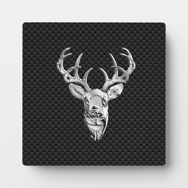 Silver Buck on Carbon Fibre Decor Fotoplatte (Vorderseite)