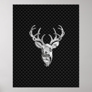 Silver Buck on Carbon Fibre Decor Poster