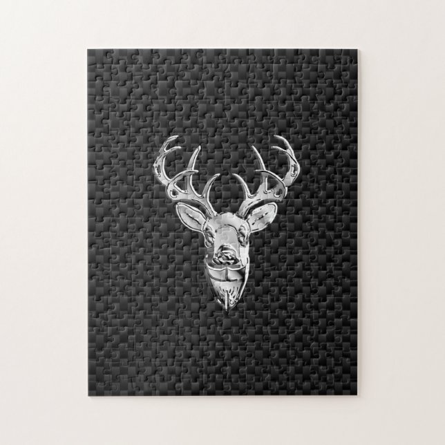Silver Buck on Carbon Fibre Decor Puzzle (Vertikal)