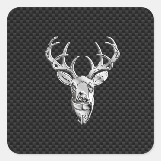 Silver Buck on Carbon Fibre Decor Quadratischer Aufkleber