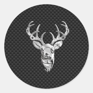 Silver Buck on Carbon Fibre Decor Runder Aufkleber
