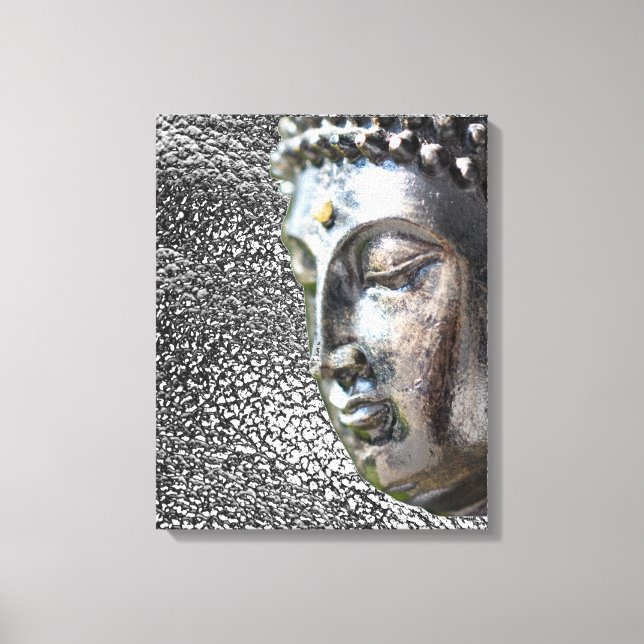 Silver Buddha Face Canvas Print Leinwanddruck (Vorderseite)