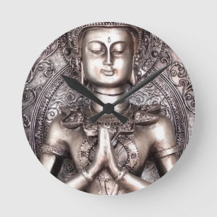 Silver Buddha Runde Wanduhr