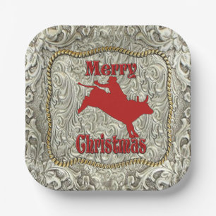 Silver Bull Rider Gürtel Buckle Weihnachten Pappteller