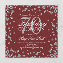 Silver Burgund 70. Geburtstag Glitzer Confetti