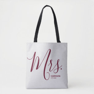 Silver & Burgund Moderner Text Personalisiert Mrs.