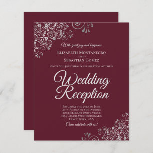 Silver & Burgundy Wedding Reception BUDGET Einladu