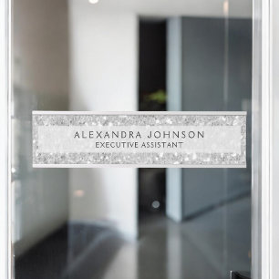 Silver Business Glitzer Sparkle Moderner Stil Schreibtischnamensplakette