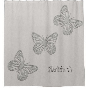 Silver Butterfly Grau textured Duschvorhang