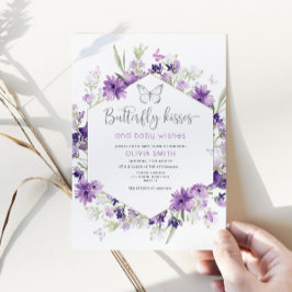 Silver Butterfly küsst Baby Dusche Einladung