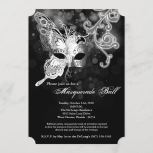 Silver Butterfly Masquerade Maskenkostüm Halloween Einladung