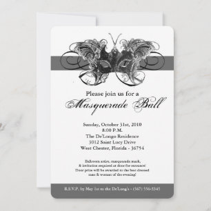 Silver Butterfly Masquerade Maskenkostüm Halloween Einladung