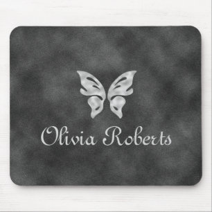 Silver Butterfly & Velvet Personalisiert Mouse Pad Mousepad