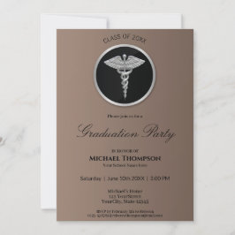 Silver Caduceus Medical Abschluss Einladung