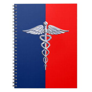 Silver Caduceus Medical Symbol League Notizblock