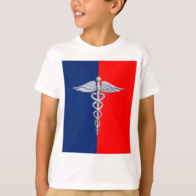 Silver Caduceus Medical Symbol League T-Shirt (Vorderseite)