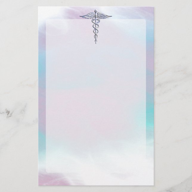 Silver Caduceus Medical Symbol Mother Pearl Briefpapier (Vorderseite)