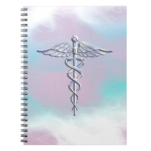 Silver Caduceus Medical Symbol Mother Pearl Decor Notizblock (Vorderseite)