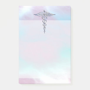 Silver Caduceus Medical Symbol Mother Pearl Post-it Klebezettel