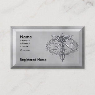 Silver Caduceus Oval RN Nurse Visitenkarte