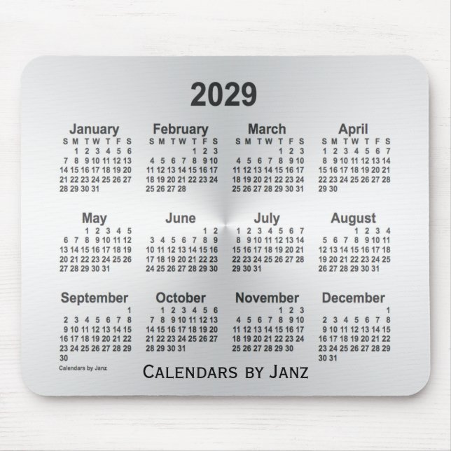 Silver Calendar von Janz Mouse Pad Mousepad (Vorne)