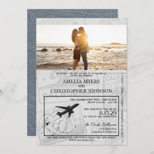 Silver California Passport Wedding Einladung