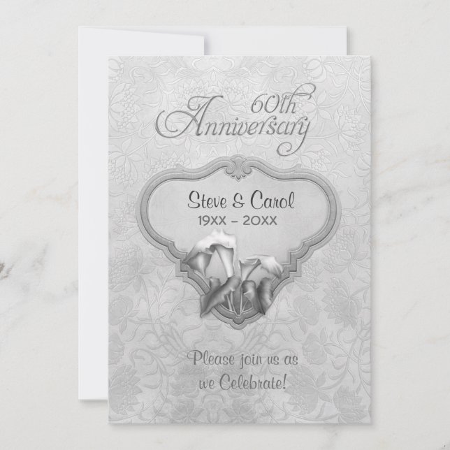 Silver Calla 60. Hochzeitstag Einladung (Vorderseite)