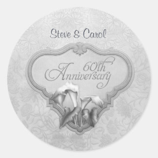 Silver Calla 60. Hochzeitstag Runder Aufkleber