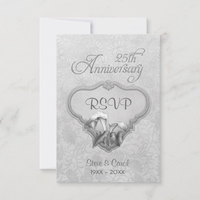 Silver Calla UAWG 25. Hochzeitstag RSVP Karte (Vorderseite)