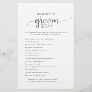 Silver Calligraphy Was hat der Groom zu spielen ge Flyer