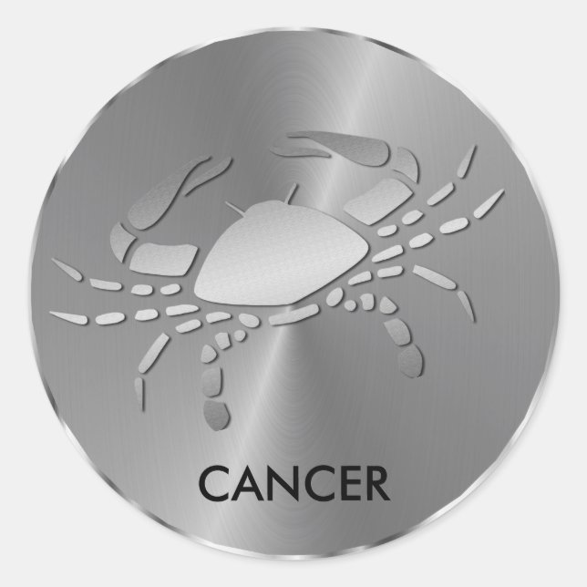 Silver Cancer the Crab - Zodiac Sign Runder Aufkleber (Vorderseite)