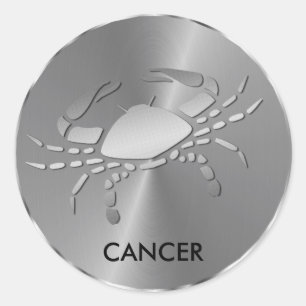 Silver Cancer the Crab - Zodiac Sign Runder Aufkleber