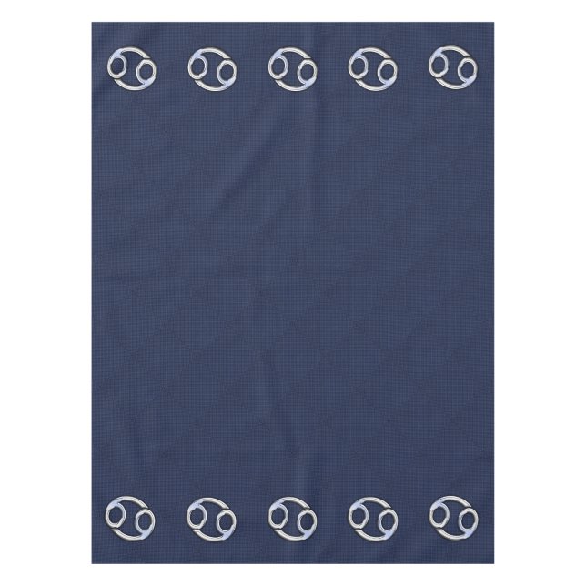 Silver Cancer Zodiac Symbol Navy Carbon Fibre Tischdecke (Vorderseite)