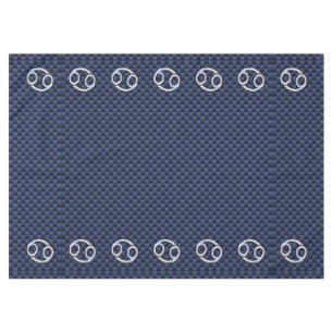 Silver Cancer Zodiac Symbol Navy Carbon Fibre Tischdecke