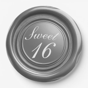 Silver Candle Wax Siegel Tropfen Sweet 16 Wedding Pappteller