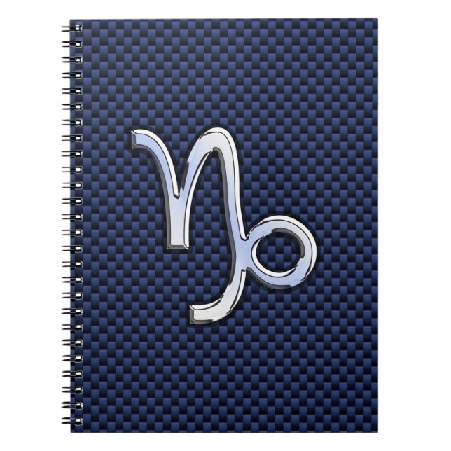 Silver Capricorn Zodiac Sign Blue Carbon Style Notizblock (Vorderseite)