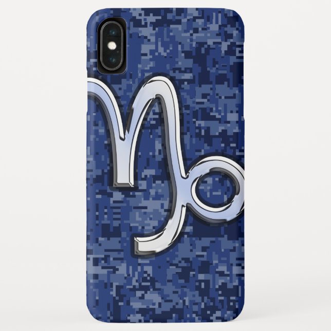 Silver Capricorn Zodiac Symbol Blue Camouflage Case-Mate iPhone Hülle (Rückseite)