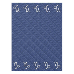 Silver Capricorn Zodiac Symbol Blue Camouflage Tischdecke