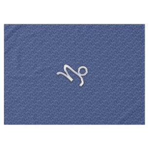Silver Capricorn Zodiac Symbol Blue Camouflage Tischdecke