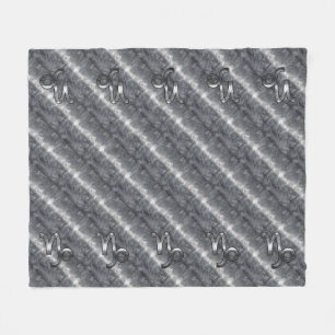 Silver Capricorn Zodiac Symbol Steel Style Fleecedecke