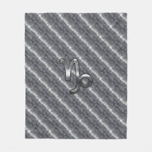 Silver Capricorn Zodiac Symbol Steel Style Fleecedecke