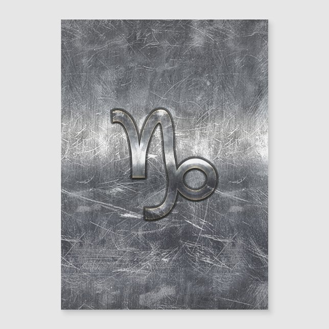 Silver Capricorn Zodiac Symbol Steel Style Magnetkarte (Vorderseite)