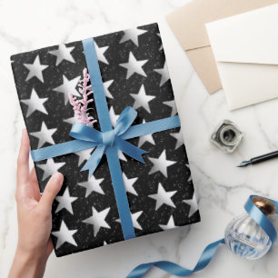 Silver Celebration Stars Geschenkpapier