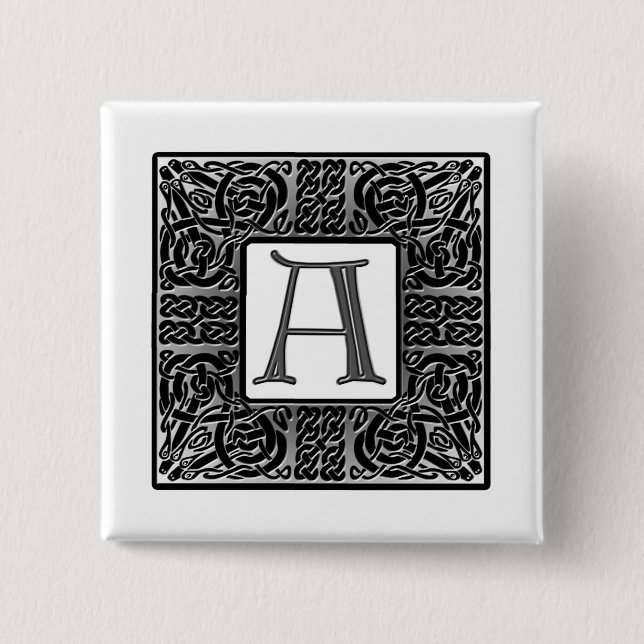 Silver Celtic "A Monogram" Button (Vorderseite)