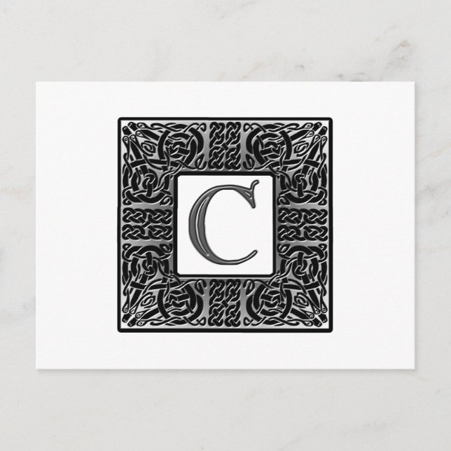 Silver Celtic "C Monogram" Postkarte (Vorderseite)