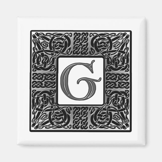 Silver Celtic "G Monogram" Magnet (Vorne)
