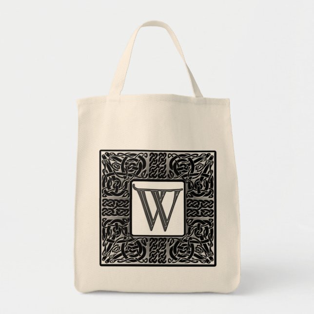 Silver Celtic "W" Monogram Tragetasche (Vorne)