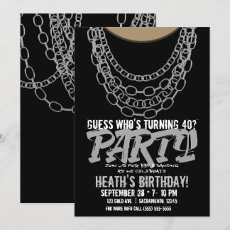 Silver Chains Black Hip Hop Tanz Geburtstagsparty Einladung